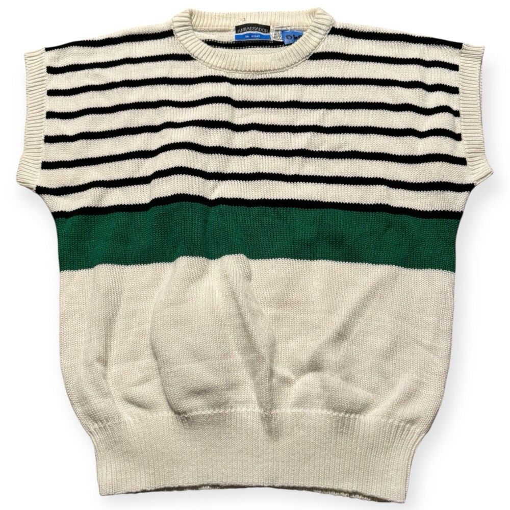 Ambassador Women’s LRG Vintage 80's Sleeveless Sweater Vest Green Cream Shirt